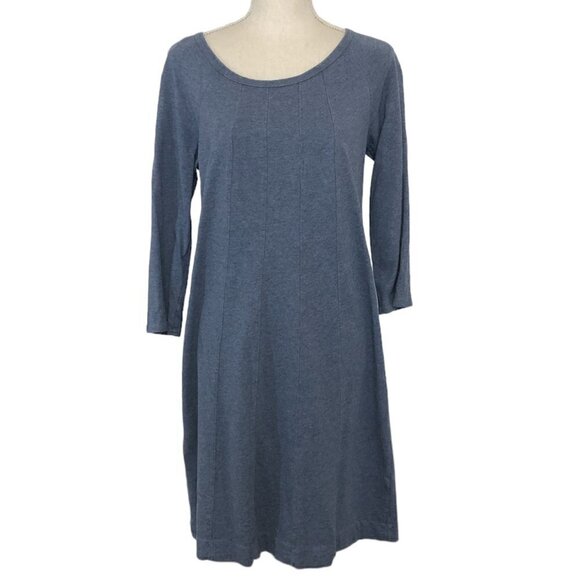 J. JILL Dress Women's Size Small Blue Midi Sweater 3/4 Sleeve Knit Dress Stretch - Picture 10 of 10